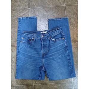 Levis Wedgie Straight Jeans Womens 29 Blue High Rise Button Fly Denim